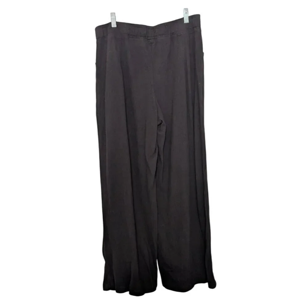 Wilt Wide Leg Pull On Pants Womens Size Large Black 100% Cotton Elastic Waist